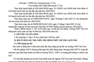 KẾ HOẠCH TUYỂN SINH NĂM HỌC 2022-2023