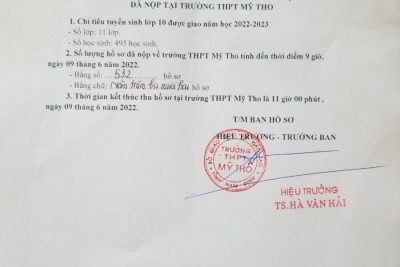 CÔNG KHAI SỐ LƯỢNG HỒ SƠ TUYỂN SINH VÀO LỚP 10 NGÀY MÙNG 9 NĂM HỌC 2022-2023